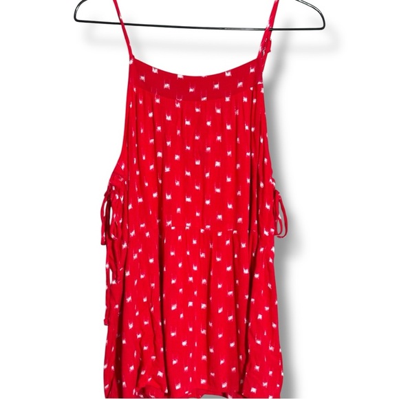 Universal Thread Red With White Pattern Sleeveless Adjustable Tiered Tank Top - Picture 15 of 16